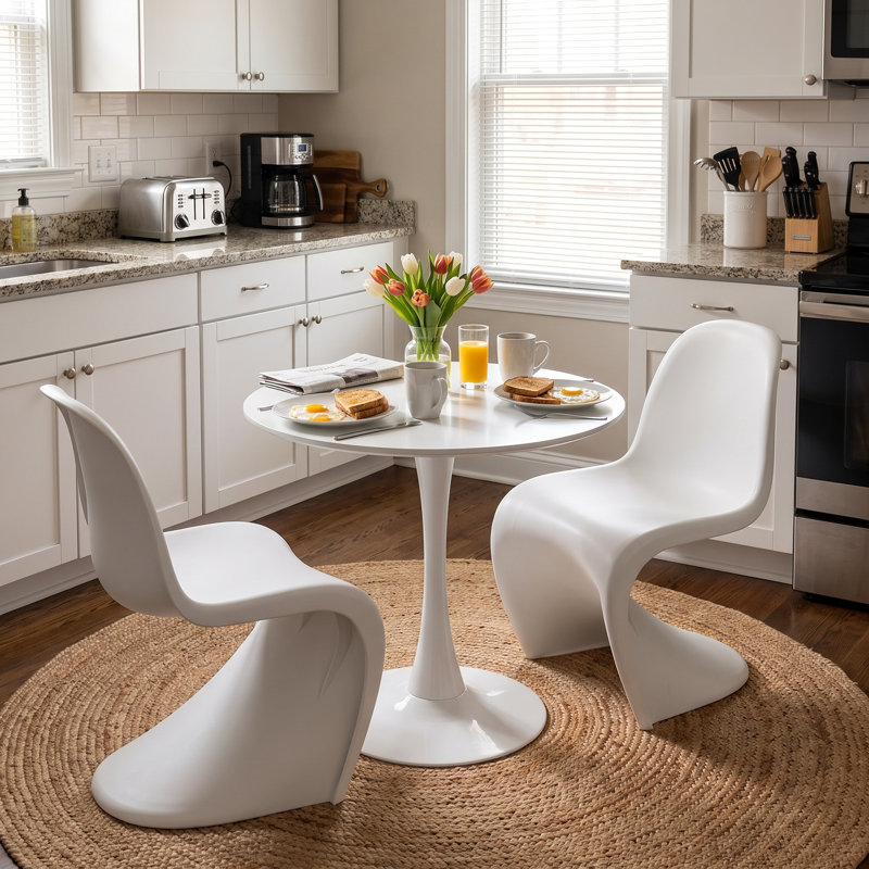 Table de salle à manger ronde moderne de 61 cm (24 po) de forme tulipe avec pied central, H 28,74 po x P 24 po x l 24 po
