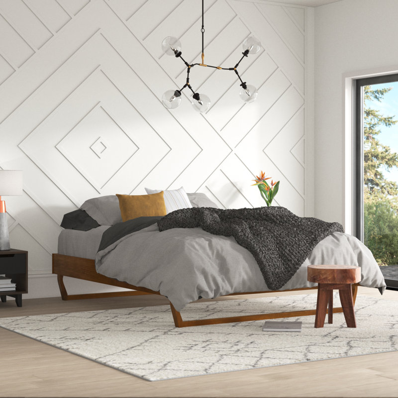 Billie Wood Platform Bed Frame, Walnut, Queen