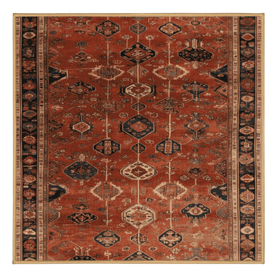 Machine Washable Persian Brown Area Rug