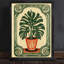 Reproduction botanique rétro encadrée noire Mid-Century-1125510456
