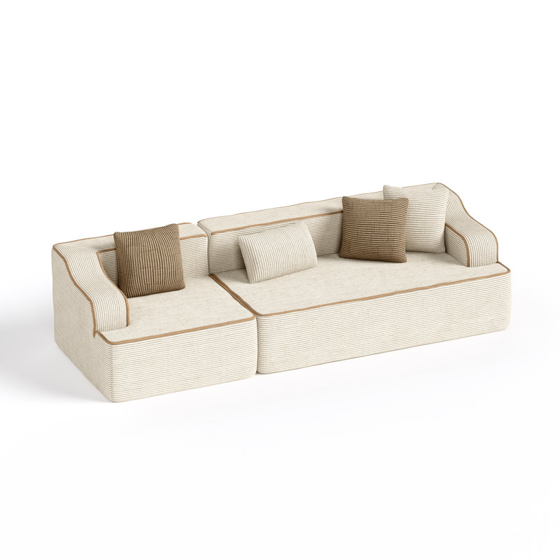 3 Seat Sectional Sofa, 267cm Wide Modern Soft Sofa Couch , No Assembly Required, For Living Room Office Apartment, Beige