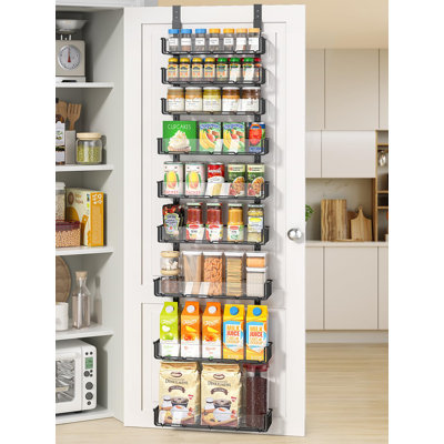 Adjustable Over The Door Pantry Organizer With Clear Acrylic Panel, 9-Tier Pantry Organization And Storage For Kitchen, Black