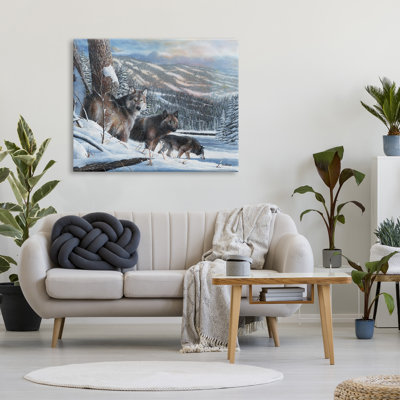 «Stupell Industries Wolves in Snowy Mountain Landscape», art mural sur toile par Kevin Daniel