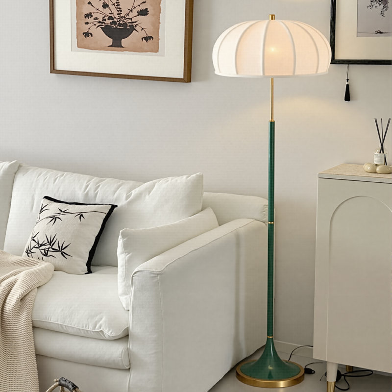 Gold Modern Metal Floor Lamp, Green