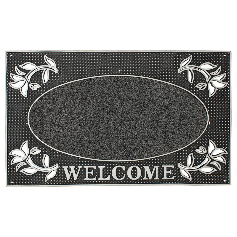 Metallic Welcome Door Mat Outdoor Doormat, Silver