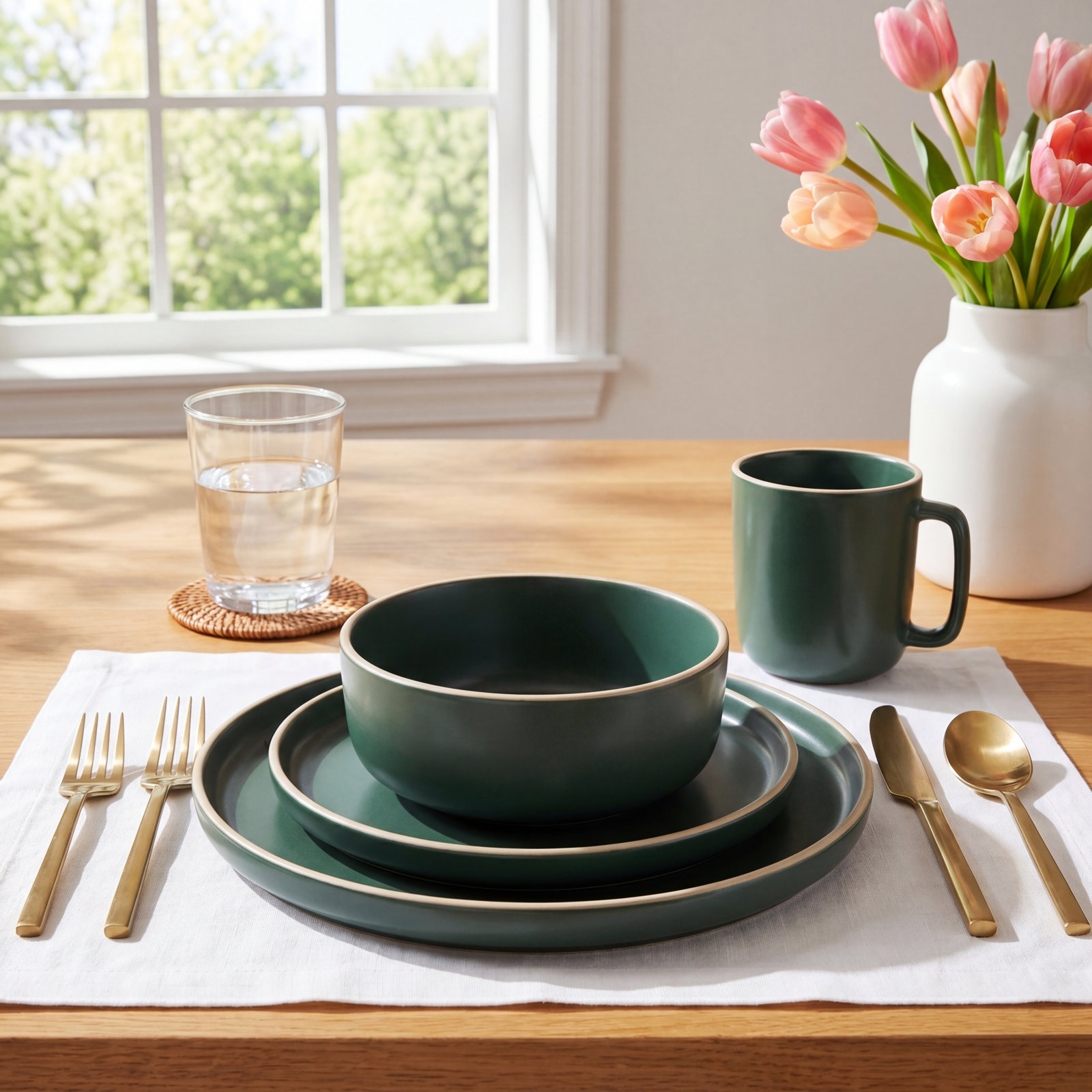 Zuma 16 Piece Dinnerware Set, Service for 4, Green