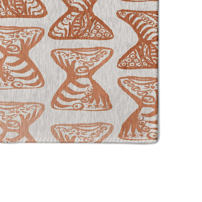 Tapis orange à motif géométrique, Rectangle 2 pi x 3 pi