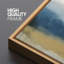«Abstract Landscape Serene Blue Yellow Lakeside Minimal Scenery Misty Morning», reproduction d'art sur toile-98042200-111176147
