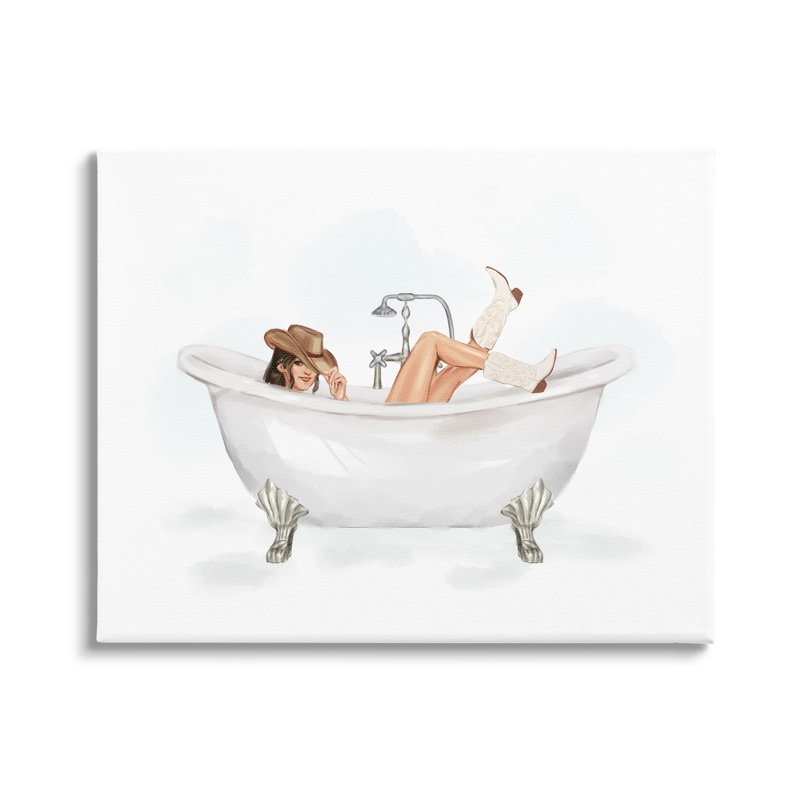 Cowgirl dans la baignoire par Ziwei Li, H 36 po x l 48 po x P 1,5 po