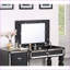 Ensemble de meuble-lavabo avec tabouret, mobilier de chambre noir traditionnel avec miroir en acier inoxydable 3 tiroirs | Bois d'hévéa | Noir-2016968225