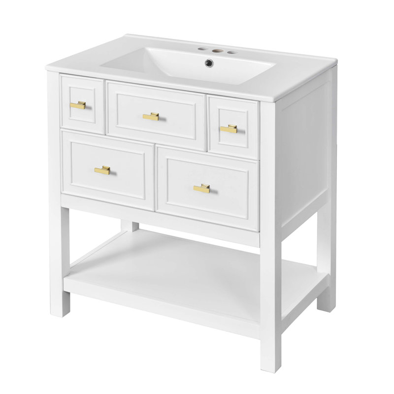 Sophisticated Bathroom Vanity With Multiple Functional Features For Optimal Storage, White