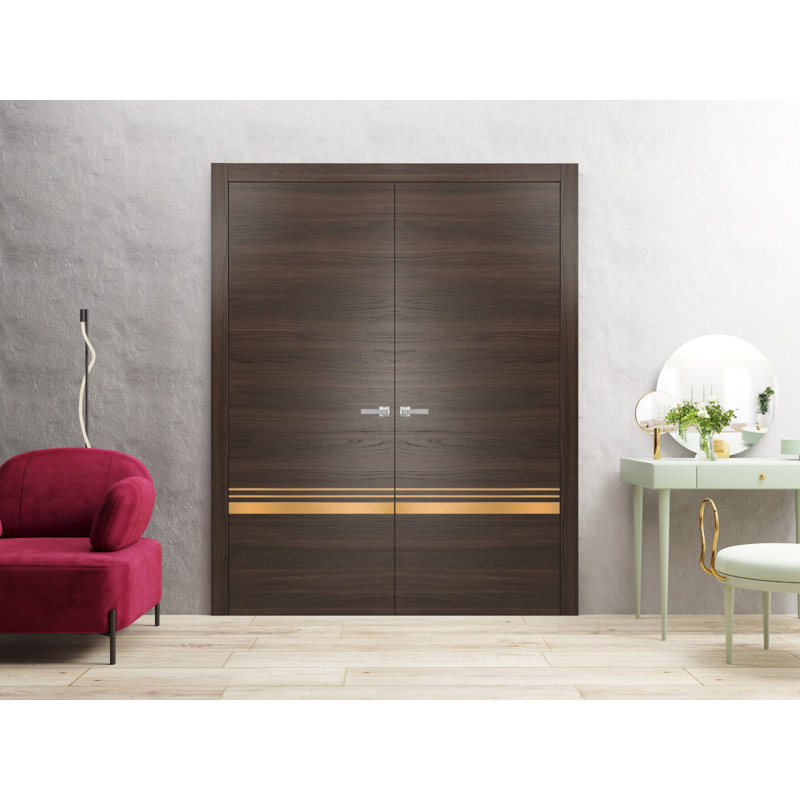 Portes françaises en bois manufacturé 2010, Frêne chocolat, 64 po x 96 po