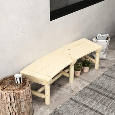 Banc de jardin extérieur semi-circulaire - en bois, naturel pour terrasse, terrasse ronde, pelouse