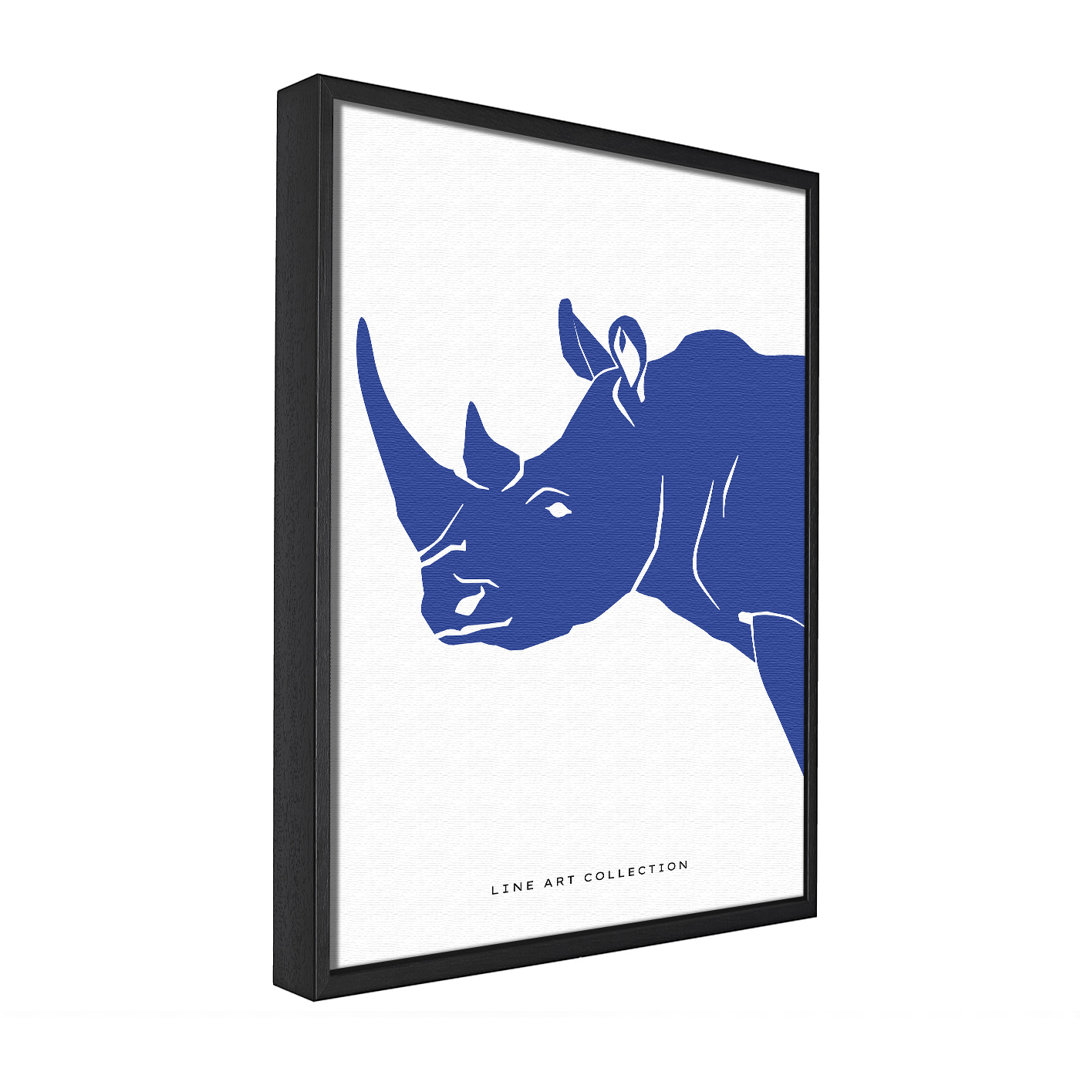 Blaues Nashorn - Einzelner Bilderrahmen Grafik auf Leinwand