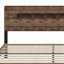 Structure de lit plateforme en bois avec tête de lit à DEL et USB-211004872