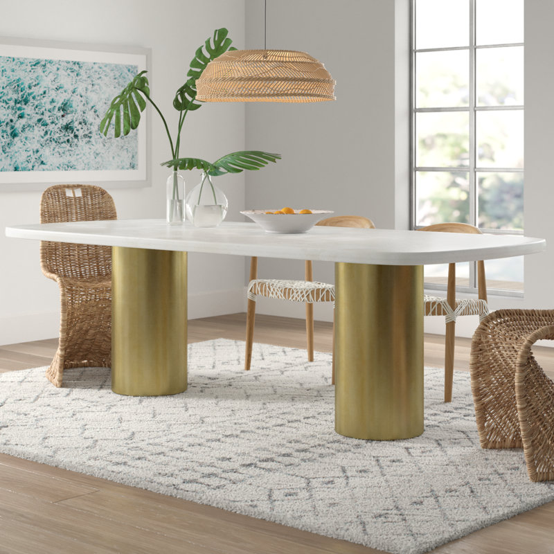 Charney Marble Top Metal Base Dining Table