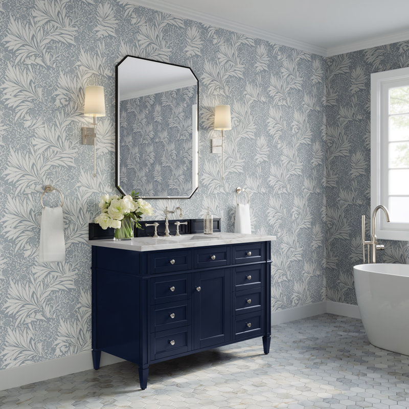 Brittany 48 in. Single Vanity, Victory Blue, Victorian Silver