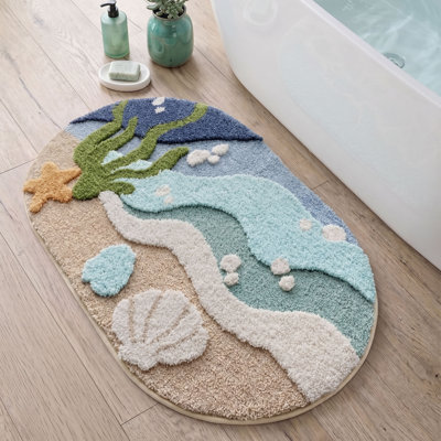 Non‑Slip Machine Washable Absorbent Beach Bath Rug