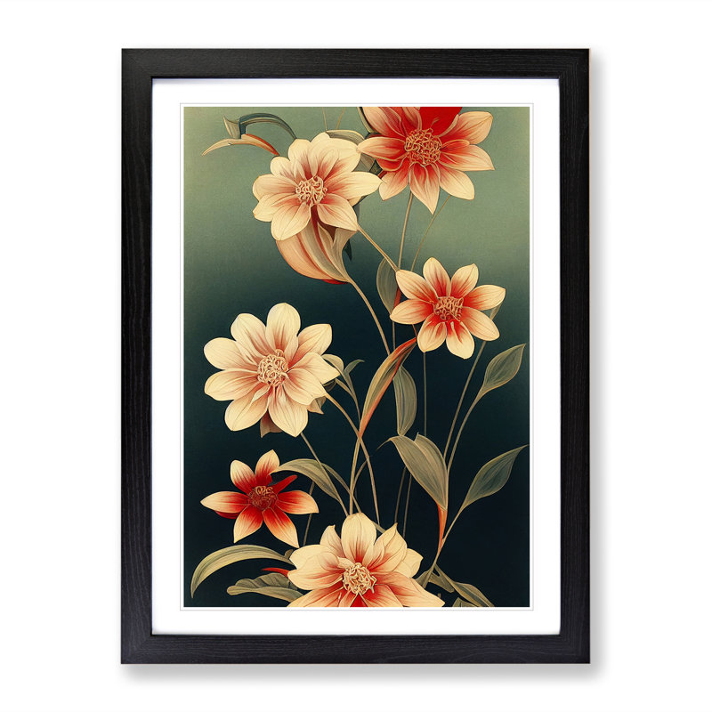 Boundless Flowers - Wall Art, Black Framed, 48cm H x 36cm W, White