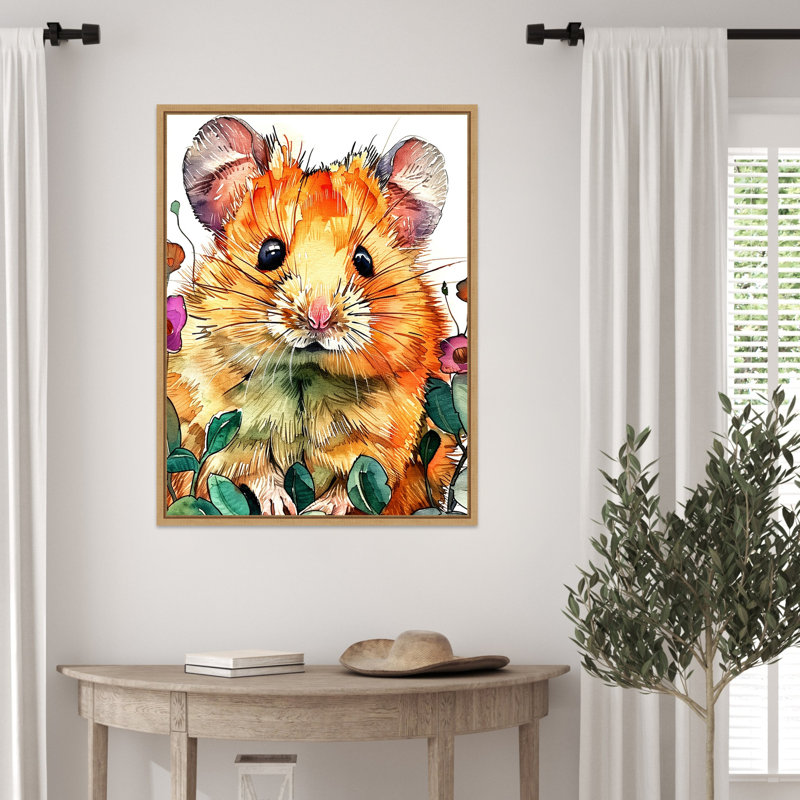 «Hamster» par Ilora, reproduction d'art sur toile encadrée, H 30 po x l 23 po