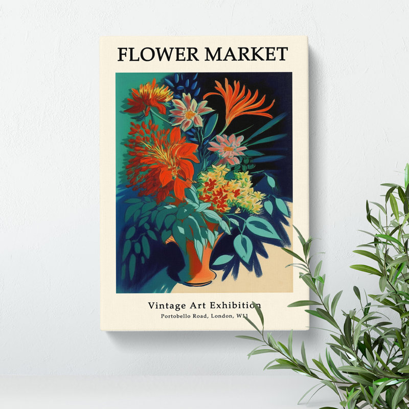 Flower Market Exhibition Vintage No.4 - Wrapped Canvas, 50cm H x 35cm W x 3cm D
