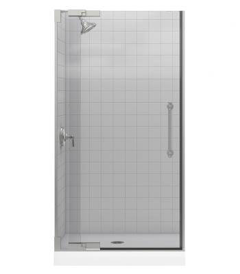 Pinstripe 38.75" x 72.25" Pivot Shower Door, Brushed Nickel
