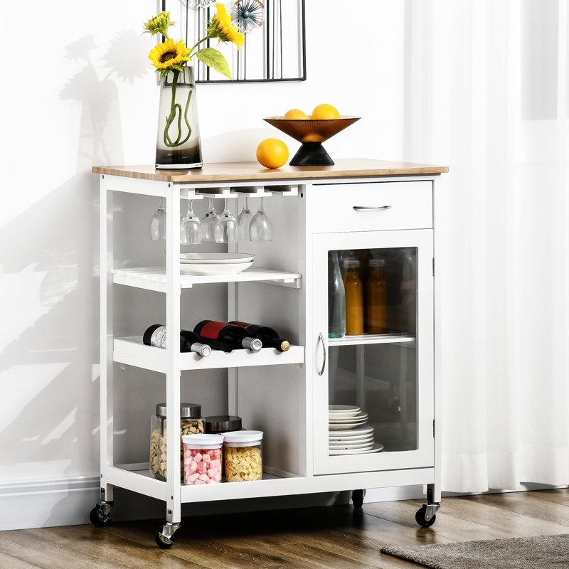 Îlot de cuisine roulant avec rangement (tabouret non inclus)