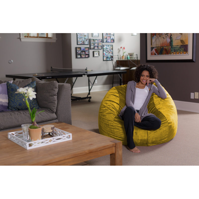 Fauteuil à billes - Fauteuil à billes rond rembourré de mousse déchiquetée de 4 pi - Fauteuil à billes rembourré en mousse à mémoire de forme moelleuse et ultra douce avec housse en microsuède - Mobilier et accessoires rembourrés de mousse remb