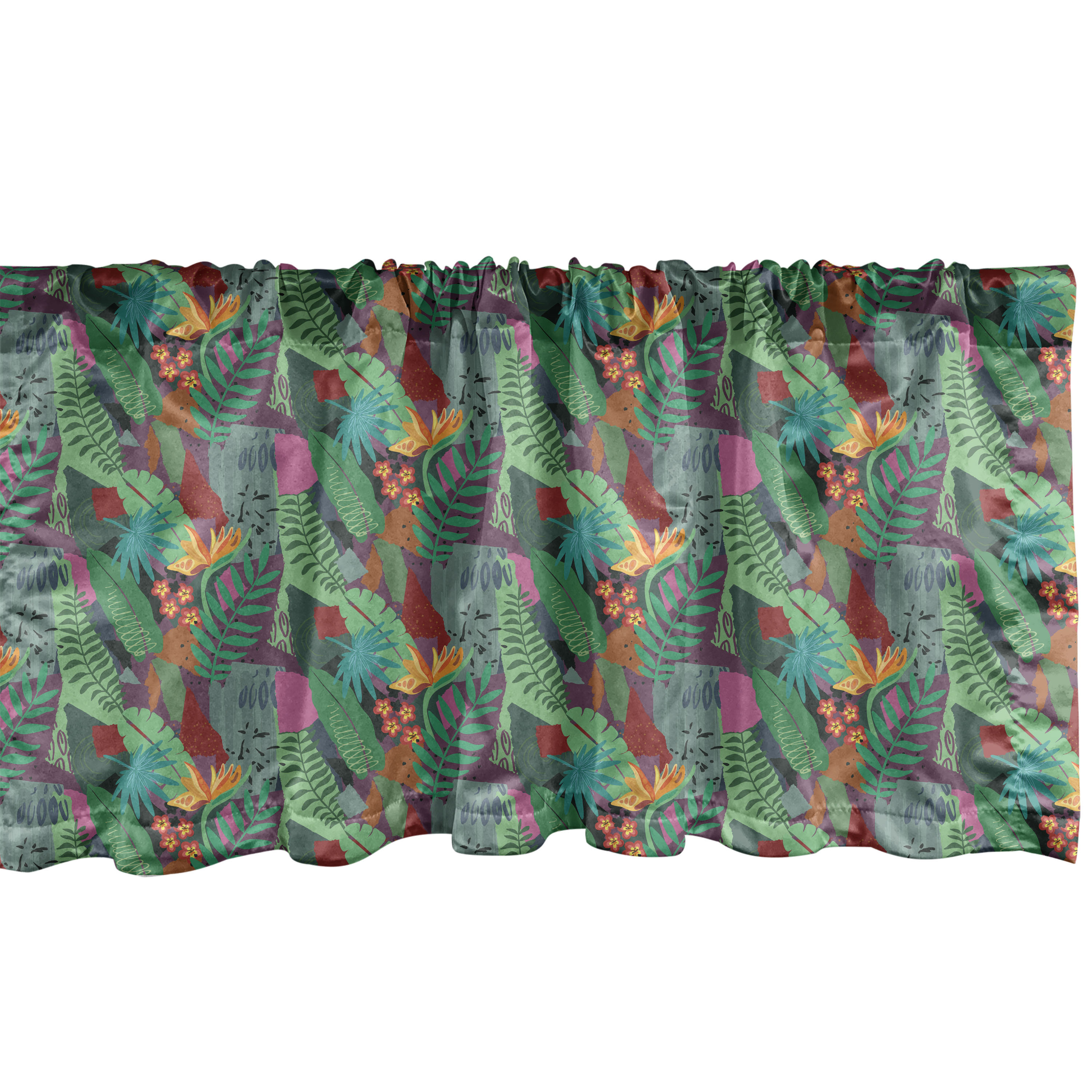 Multicolor Valance Ambesonne Leaves Valance Pack of 2 Tropical Jungle Composition ...