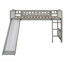 Lit simple, taille mezzanine avec glissoire et échelle, gris