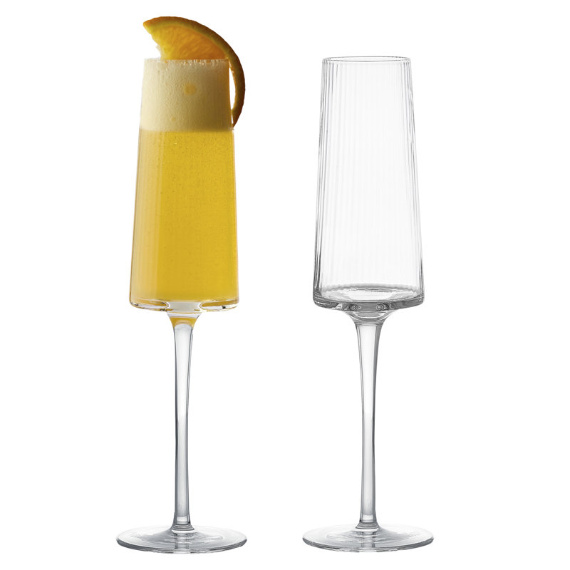Zoya 8.5oz Ribbed Clear Glass Champagne Flute Set
