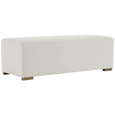Long blanc avec aspect nordique classique, sièges confortables pour 2 à 3, salon, chambre à coucher et entrée avec repose-pieds rectangulaire rembourré et respirant, matériau de la peau, base silencieuse