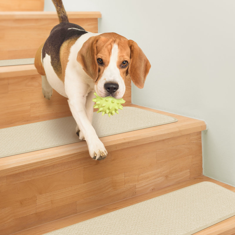 House, Home and More Set of 15 Skid-Resistant Carpet Stair Treads - Ivory Cream, Rectangle 8" x 2', Ivory