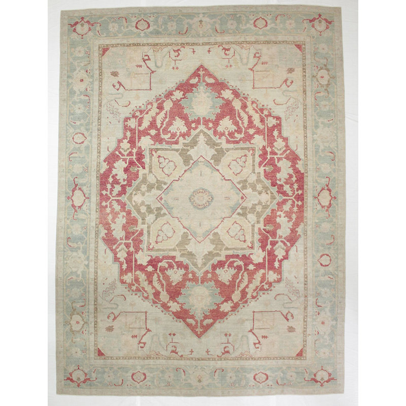 Tapis turc Oushak antique fait à la main 9 pi 3 po x 12 pi 8 po Anatolian