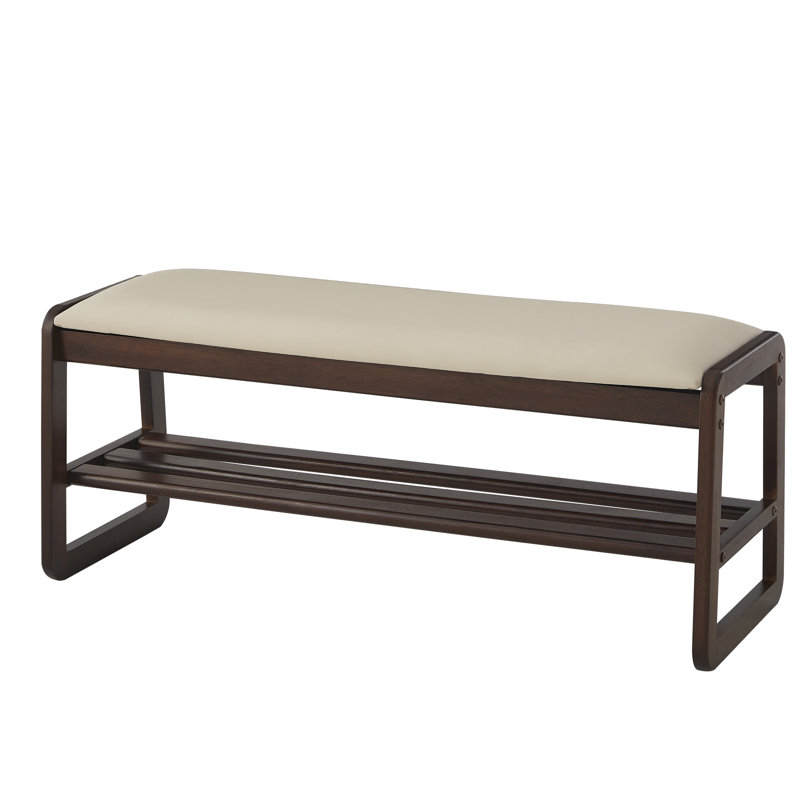 Upholstered Storage Bench, Beige, 15.7" H x 39.4" W x 14" D