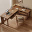 Bureau en bois de noyer massif en L avec 3 tiroirs-109624436-109624434