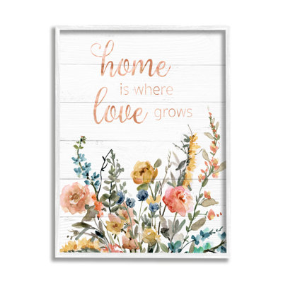 Home's Where Love Grows Motivation Family Expression Spring Wildflowers par Carol Robinson - Peinture
