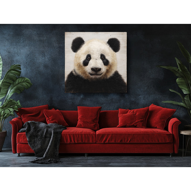 «Panda géant», reproduction sur toile, art mural animalier moderne, décor noir et blanc, 40 po x 40 po
