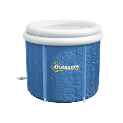 Baignoire froide portative portable - bain de glace 79,25 gallons avec 2 couvercles thermo, drain rapide et poteaux anti-basculement pour les sportifs