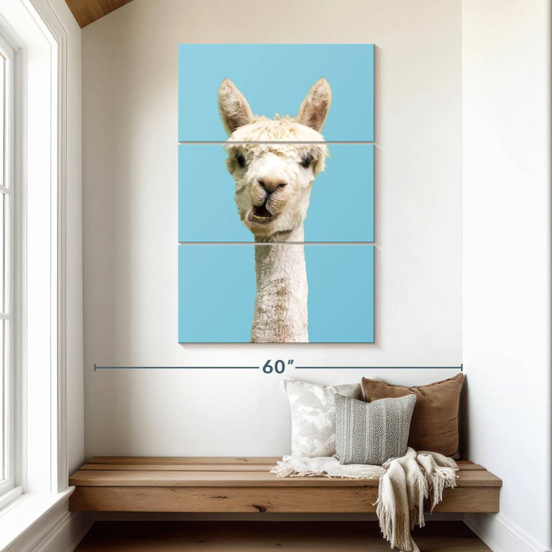 Brampt White Funny Alpaca, 50" H x 32" W
