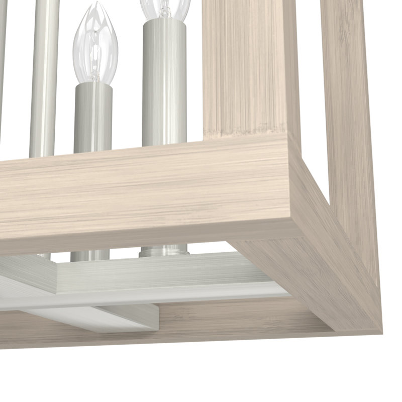 Squire Manor 4 - Light Lantern Rectangle Chandelier, Brushed Nickel, 72" H x 12" W x 12" D