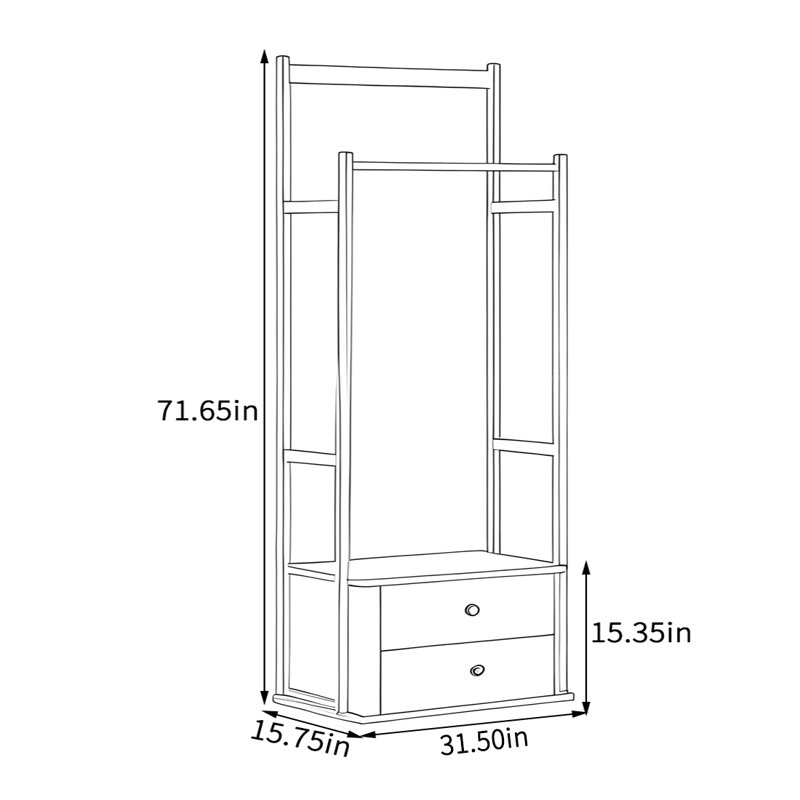 Multi-Tiered Coat Rack with Storage Drawers