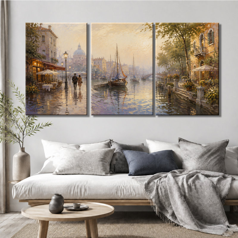 Impression sur toile tendue sur toile à 3 panneaux, art de Venise rétro, 20 * 30 pouces * 3