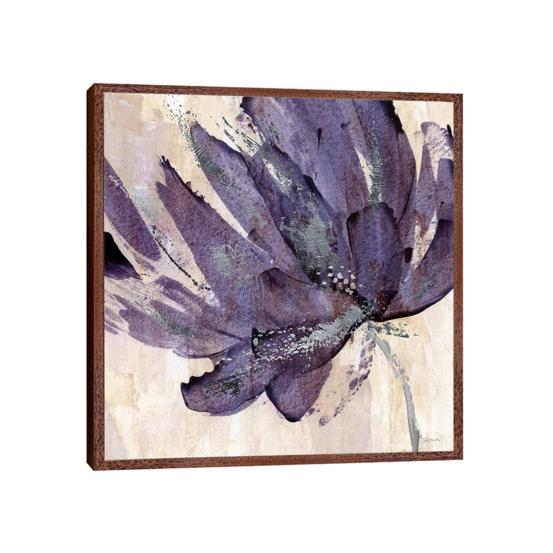 Purple Jewel by Katrina Craven - Painting on Canvas, 45.72 cm H x 45.72 cm W, Classic Brown Wood Framed Canvas