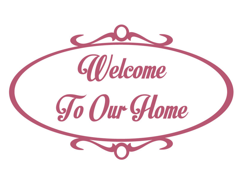 Décalcomanie murale welcome to home, H 36 po x l 60 po x P 0,01 po, Rouge à lèvres