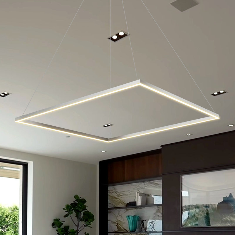 Atria Integrated LED Linear Pendant Height Adjustable ETL Certified Square Chandelier Lighting, 120" x H 39.5" W x 39.5" D