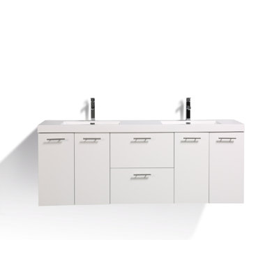 Leffler 84" Wall-Mounted Double Bathroom Vanity Set