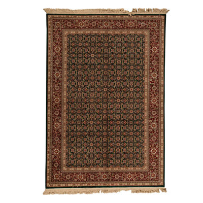 Tapis brun / rouge / vert / beige noué à la main de haute qualité