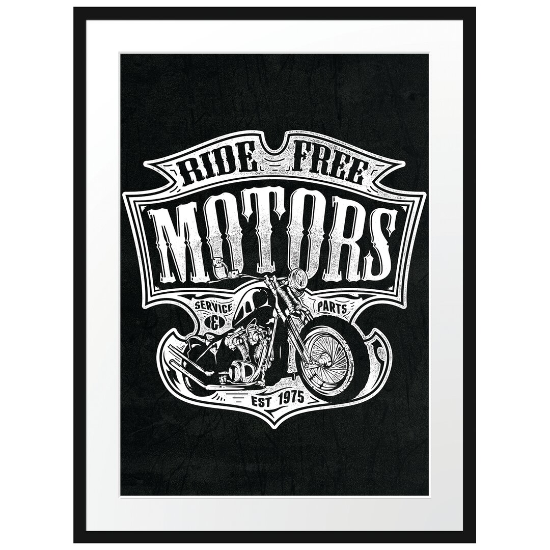 Gerahmtes Poster Ride Free Motors Black