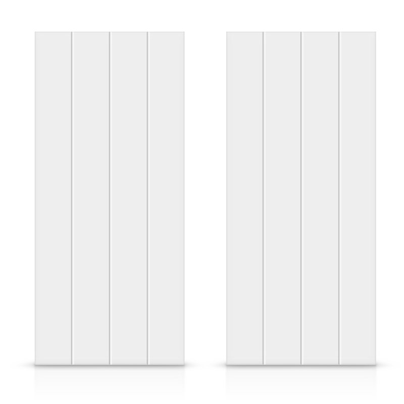 Porte de placard coulissante à panneaux en bois manufacturé, 72 po x 84 po, Crème clair